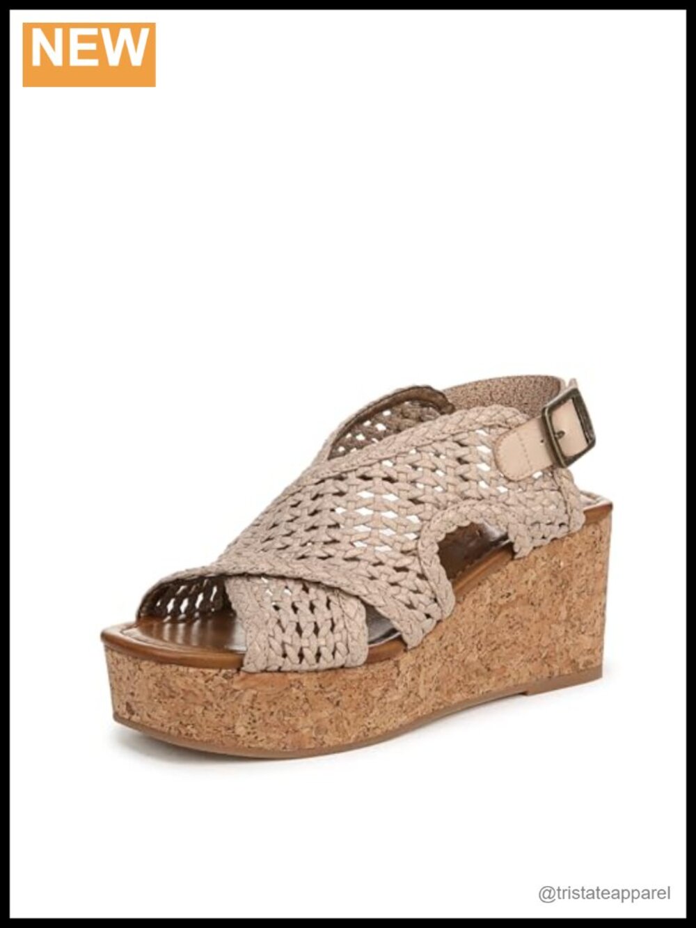 Women's Vegan Platform Wedge Sandal Slingback Ankle Strap Buckle